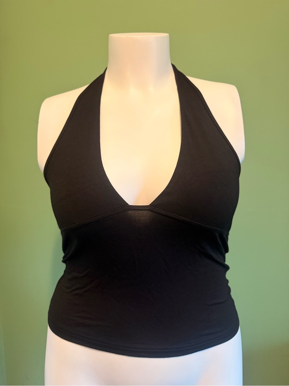 Black Halter V-Neck Women's Top